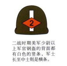 二战时期美军战地军官所戴钢盔背面的标识